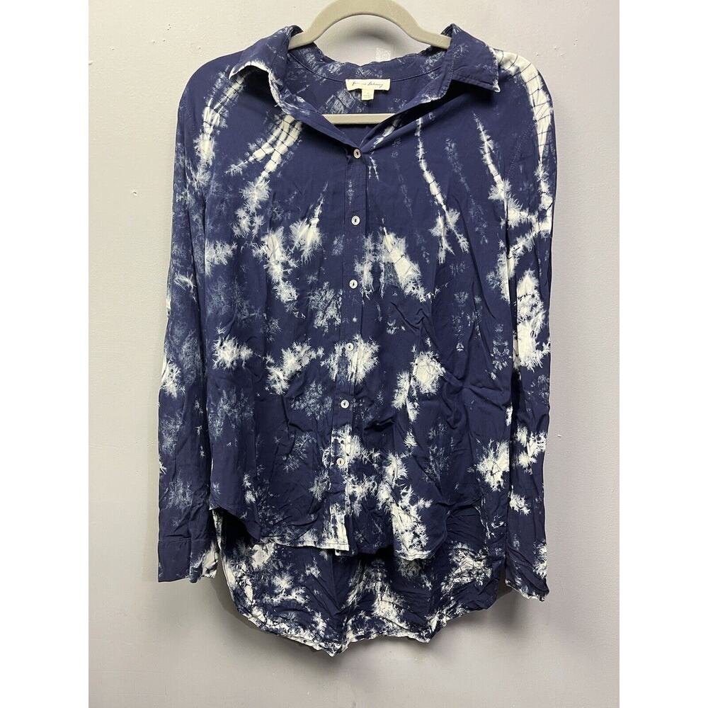 Jane and Delancey Shirt Womens Small Button-Front Blue White Tie‎ Dye Rayon